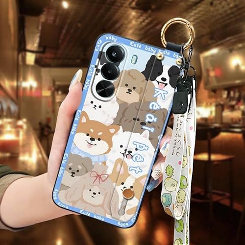 Phone Case Compatible with Realme P4X 5G, Dirt-resistant Silicone Shockproof Anti-knock Waterproof Anti-dust Lanyard Wristband K