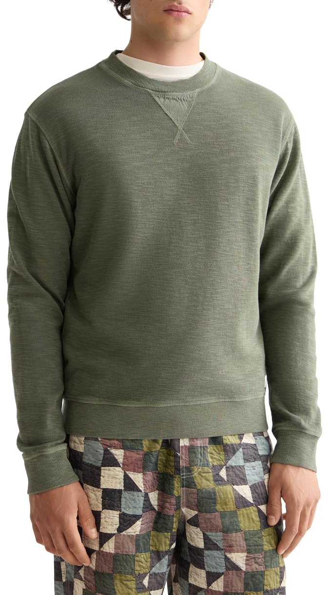 Scotch & Soda Mens Garment Dye Structured Crewneck Sweatshirt, Thyme, S UK