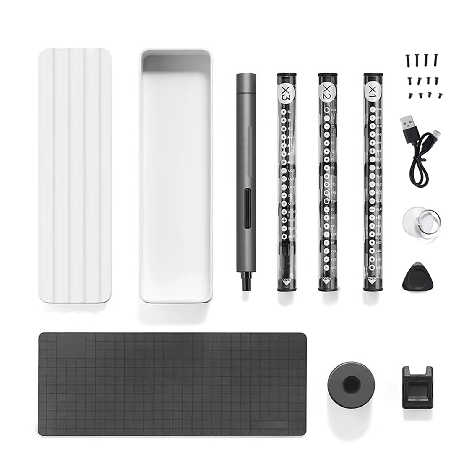 LICAEVEY Set di Cacciaviti Elettrici di Precisione 56 in 1, Mini Cacciavite a Batteria con Coppia Regolabile da 0,15-3 N M, Motore da 200 Giri/min per Riparazioni Elettroniche (1F+ 3.6)