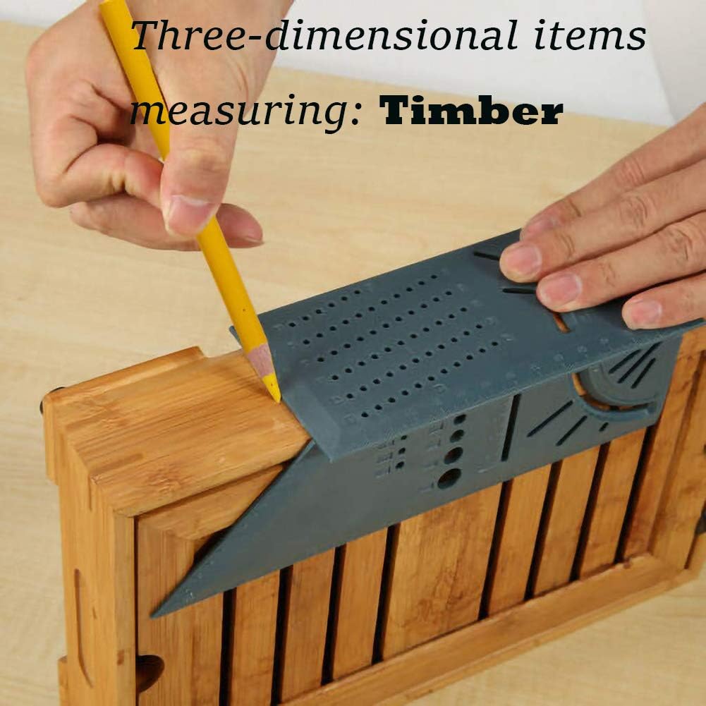 CTUER Woodworking Square Size Measure Ruler with Carpenter Pen,Woodworking 3D Mitre Angle Measuring Tool with Gauge & Ruler for Three Dimensional Items Measuring Timber, Pipes,Etc