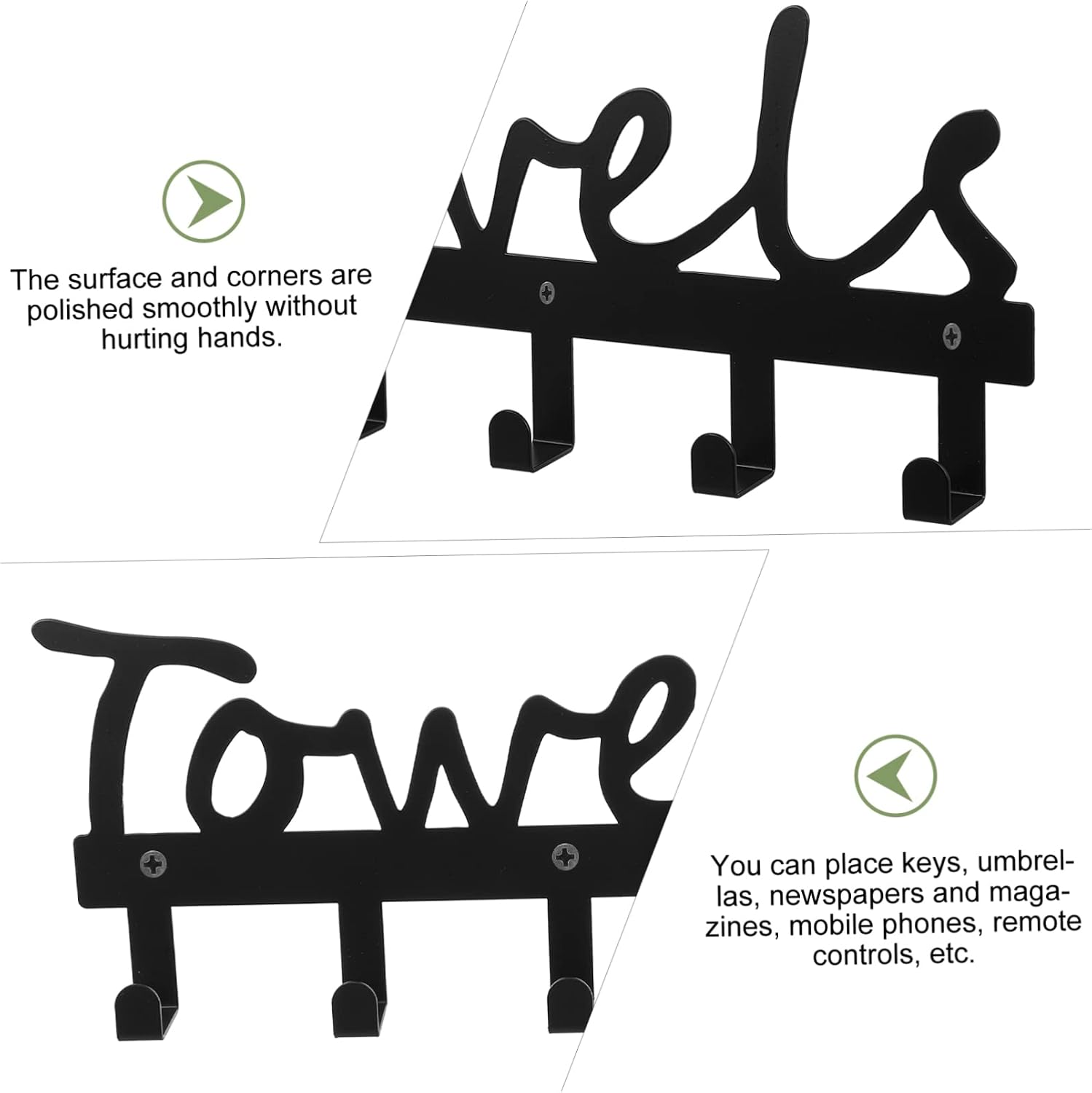 1pc Black Towel Holder for Bathroom Wall Vintage Hook Wall Mounted Towel Rack Iron Decorative Hook Multifunctional Bathroom Rack