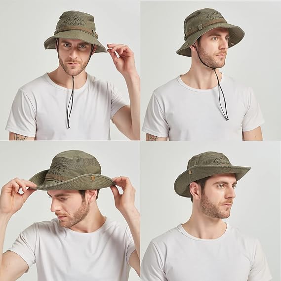 Cotton Sun Hat UV Protection Summer Hats Beach Hat Safari Boonie Hat Foldable Fishsing Hat with Breathable Mesh and Adjustable Chin Strap Coffee…