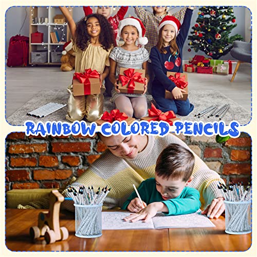 Chengu 48 Pcs Rainbow Colored Pencils, 7 Color In 1 Rainbow Pencil For Kids, Wooden Colored Pencil Multi Colored Pencils Bulk With 4 Pieces Sharpener For Kids Adults Art Drawing (Holographic Design) #TOP4