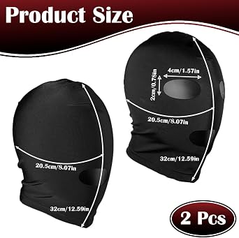 2 Pack Full Cover Hood Mask, Unisex Cosplay Face Mask for Adults