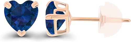 Miniatura 2 de Solid 925 Sterling Silver Gold Plated 5mm Heart Genuine Birthstone Stud Earrings For Women Natural or Created Hypoallergenic Gemstone Stud Earrings