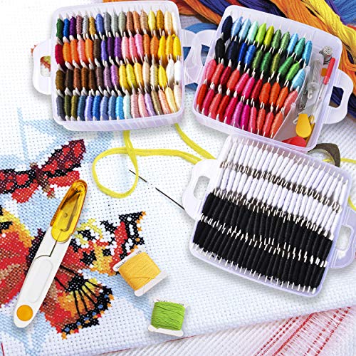 Peirich 201 Pack Embroidery Floss Kit, Includes Embroidery Threads 3-Tier Organizer Box Embroidery Kits for Friendship Bracelets Cross stitch DIY Floss Craft, Gift for Halloween Christmas Mother's Day - Thumbnail 6