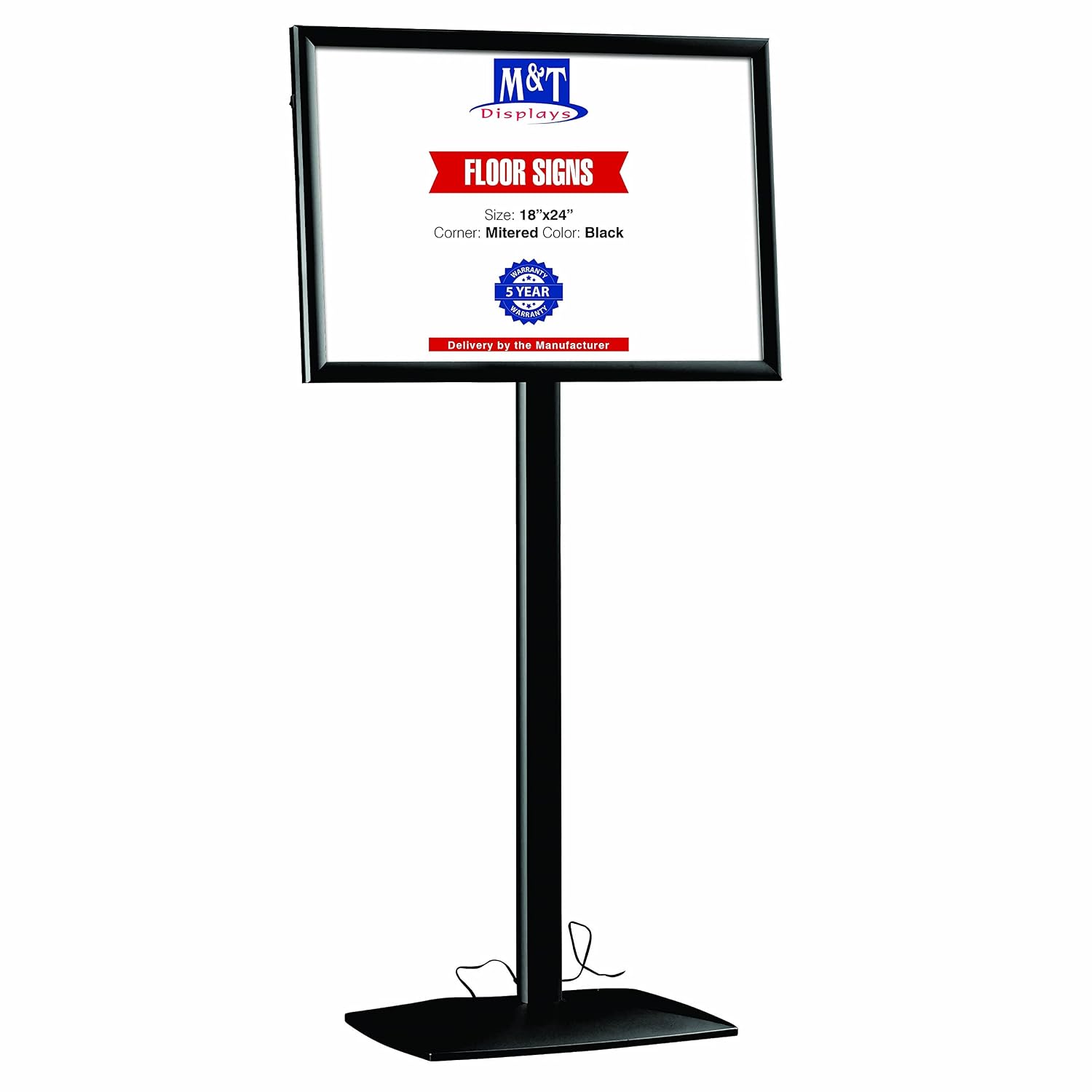 M&T Displays Flexible Sign Holder LED Box Fixed Height, Illuminated Pedestal Poster Stand Menu Post 11x17 Inch Black Aluminum Easy Front Loading Snap Frame Anti Glare PET Cover... - Image 9