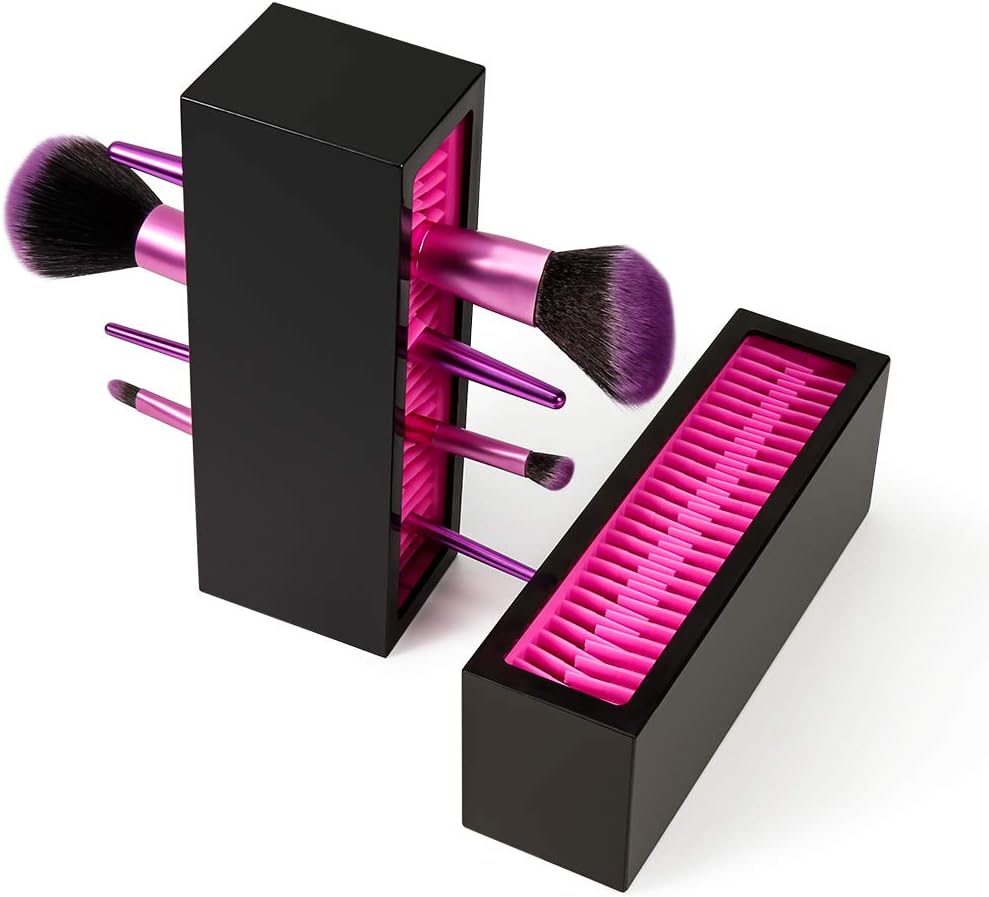 DUcare Makeup Brush Storage Holder Organizer Professional Silicone Air Drying for Countertop Display Container Cosmetics Brushes Storage Solution black