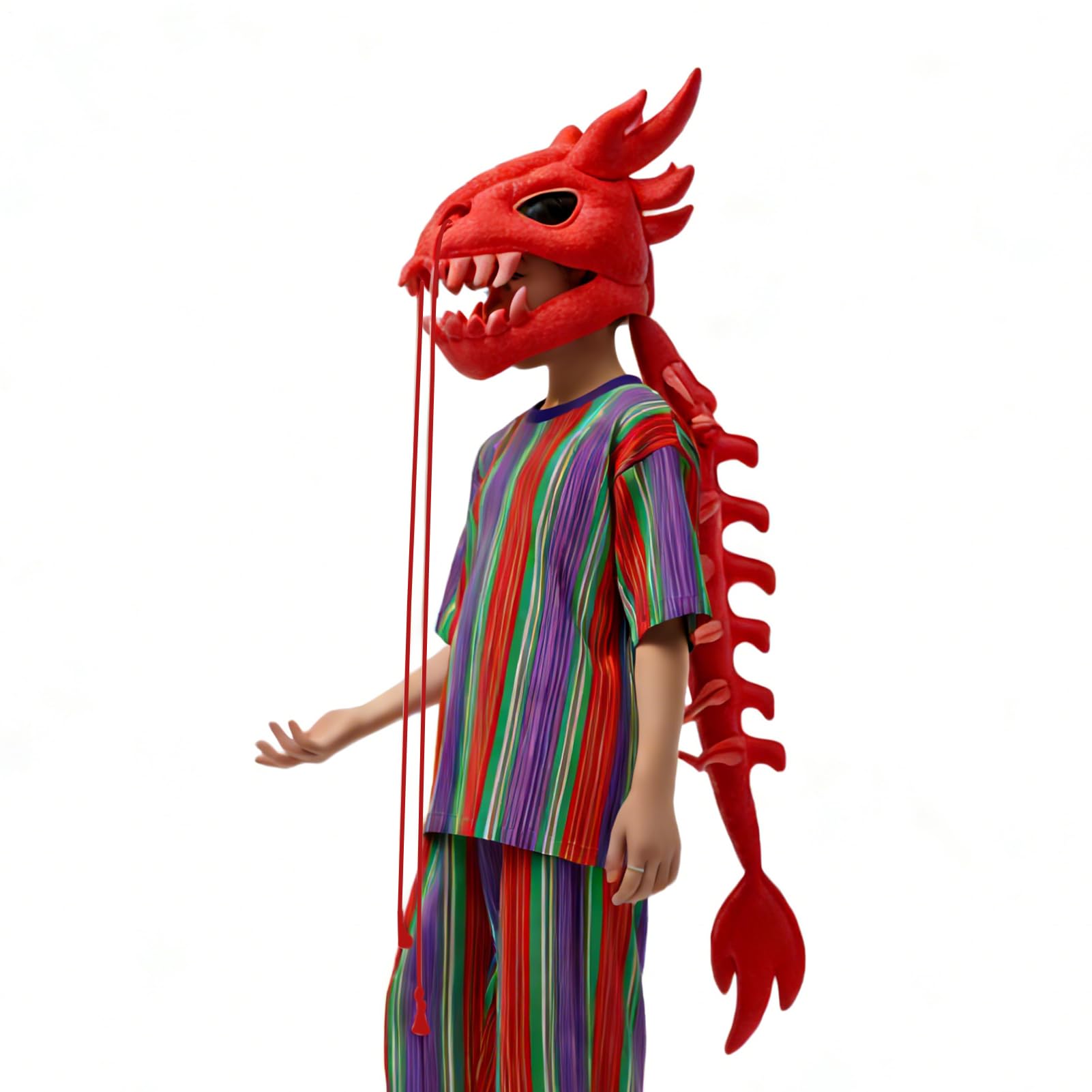 Genérico Pluszowy Szkielet Kostium Dinozaura - Uzupełnienie 3D Czaszki I Kręgosłupa | Realistyczny i Ubieralny Kostium Dinozaura - Na Halloween Imprezy i Eventy
