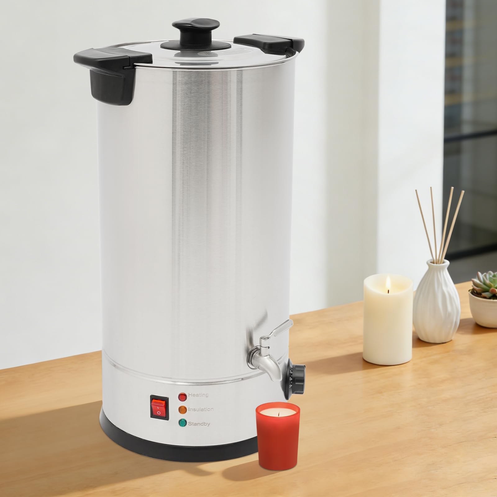 Salmeee Cera per la produzione di candele, contenitore in acciaio inox da 15 litri, ideale per principianti nel settore della produzione di candele fai da te
