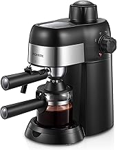 FOHERE Espresso Machine, 3.5 Bar 4 Cup Steam Espresso Machine, Espresso and Cappuccino Maker with Milk Frother and Carafe, Professional Compact Coffee Machine for Espresso, Cappuccino, Latte and Mocha