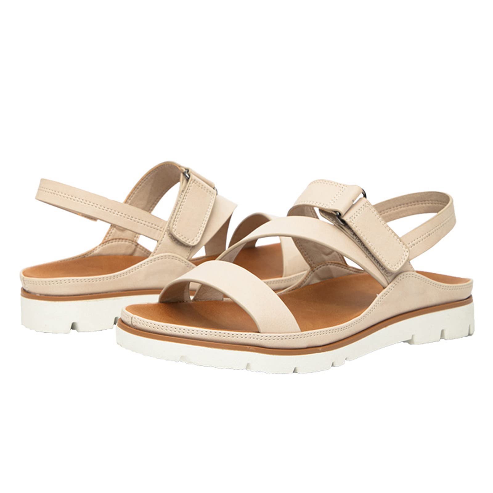 Sandalias Mujer Verano Planas Bohemio De Mujer Verano Nuevo Patrón Romanas Color Sólido Zapatos Cómodos Antideslizantes Planos Grandes Ladies Sandals Calzado Cuñas Trekking Vestir