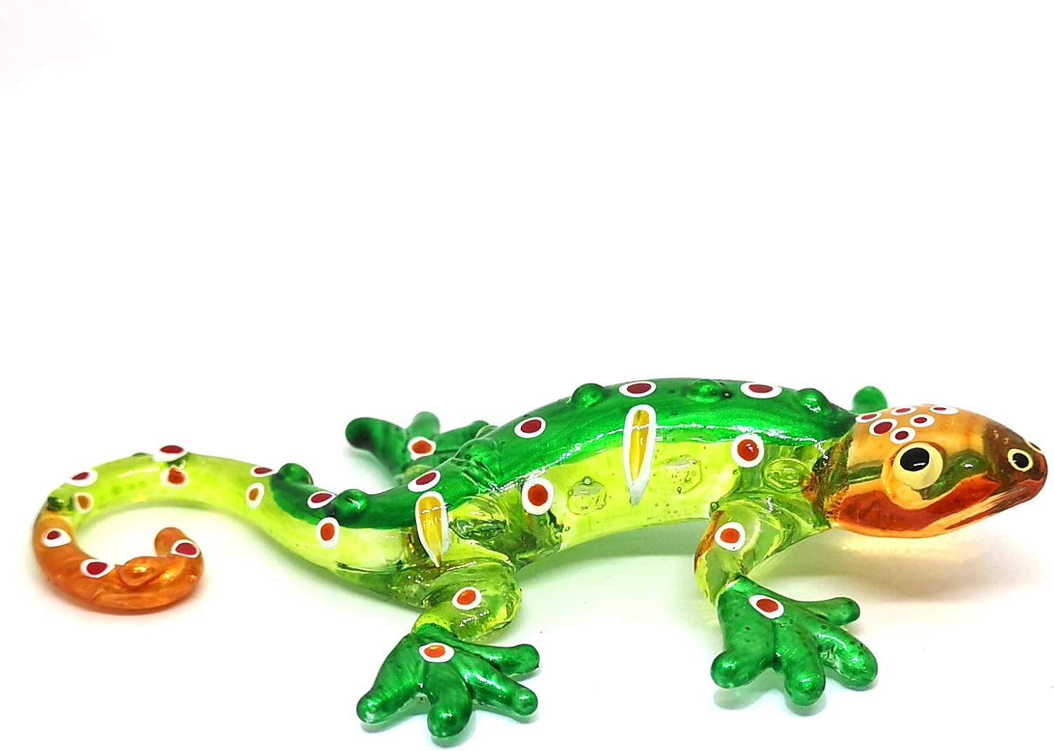 Hand-Blown Glass Green Miniature Gecko Figurine, Terrarium Decor image 5