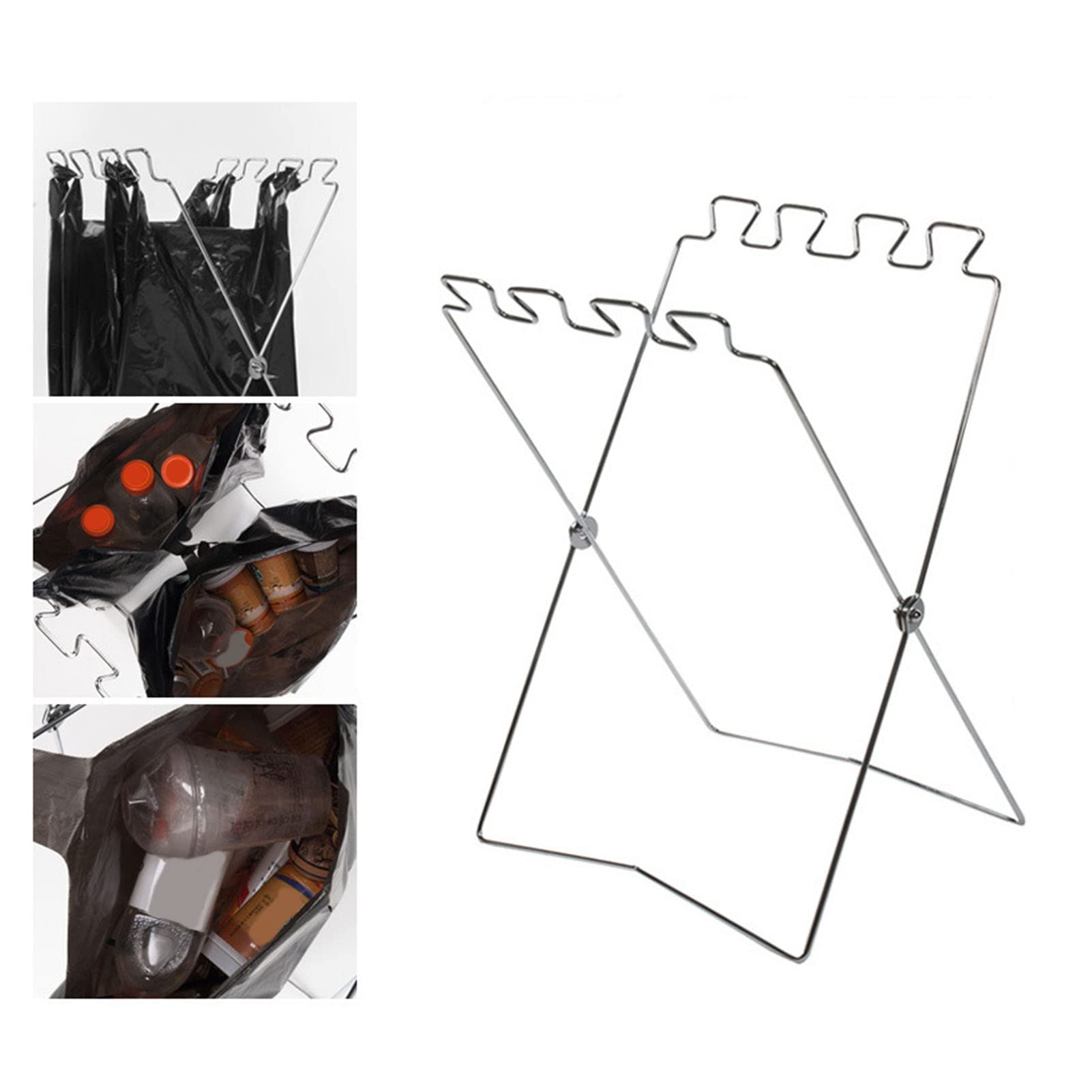 HERCHR Portarrollos para Dispensador De Bolsas De Basura, Dispensador De Bolsas De Basura Plegable De Acero Inoxidable, Soporte para Rollos De Bolsas De Basura, Soporte para Cocina(Blanco)