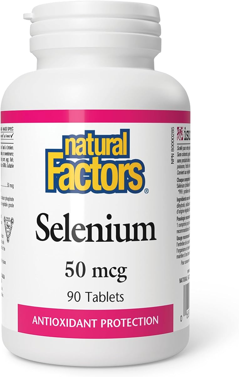 Natural Factors Selenium 50 mcg, 90 Tablets, Antioxidant, Vegan, Non-GMO, Proudly Canadian