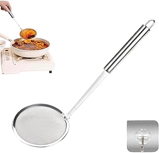 Ecumoire Cuisine en Acier Inoxydable 304,100 Mailles, Passoire Cuisine Fine, Ecumoire Inox avec Crochet, Diamètre 10cm, pour Filtrer Farine, Mousse, Jus