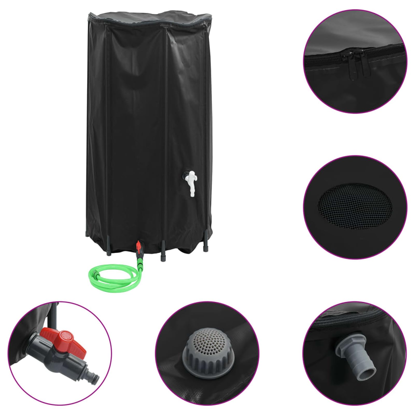 Homgoday Depósito de Agua Plegable con Grifo PVC 380 l, Recipiente de Agua Plegable con Grifo, Bidón de Agua Plegable, Contenedor de Agua， Garrafa de Agua Plegable Potable para Exterior
