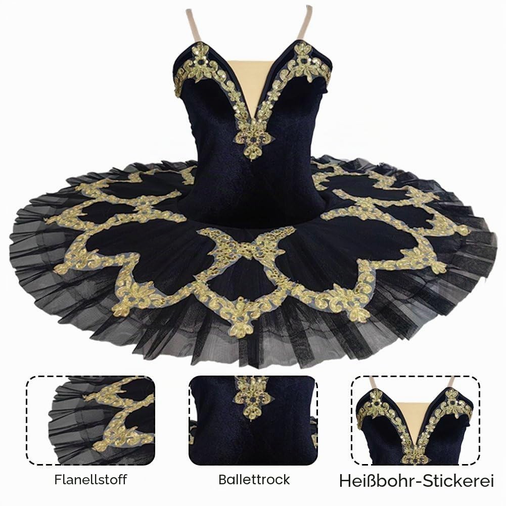 Dianzan Balletttrikots Für Damen, Schwanensee-ballettkleid Pailletten, Perlen Und Goldener Stickerei, Leibchen Und, Trikot Zum Üben