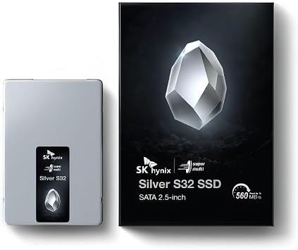 SK hynix 1TB Internal SSD, SATA III 2.5-inch, Silver S32 Series, TLC NAND Flash, 560MB/s Read Speed, 510MB/s Write Speed