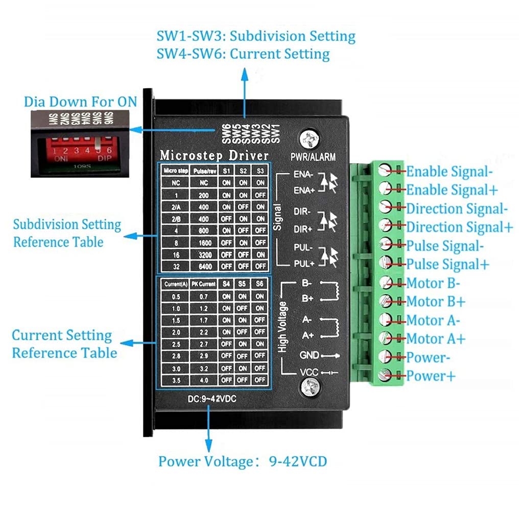 TB6600 Schrittmotortreiber 4A 9V-42V 42/57/86 Typ 2-Phasen 4-Phasen Schrittmotor Treiber Controller für 3D Printer Drucker/CNC(4 Stück)
