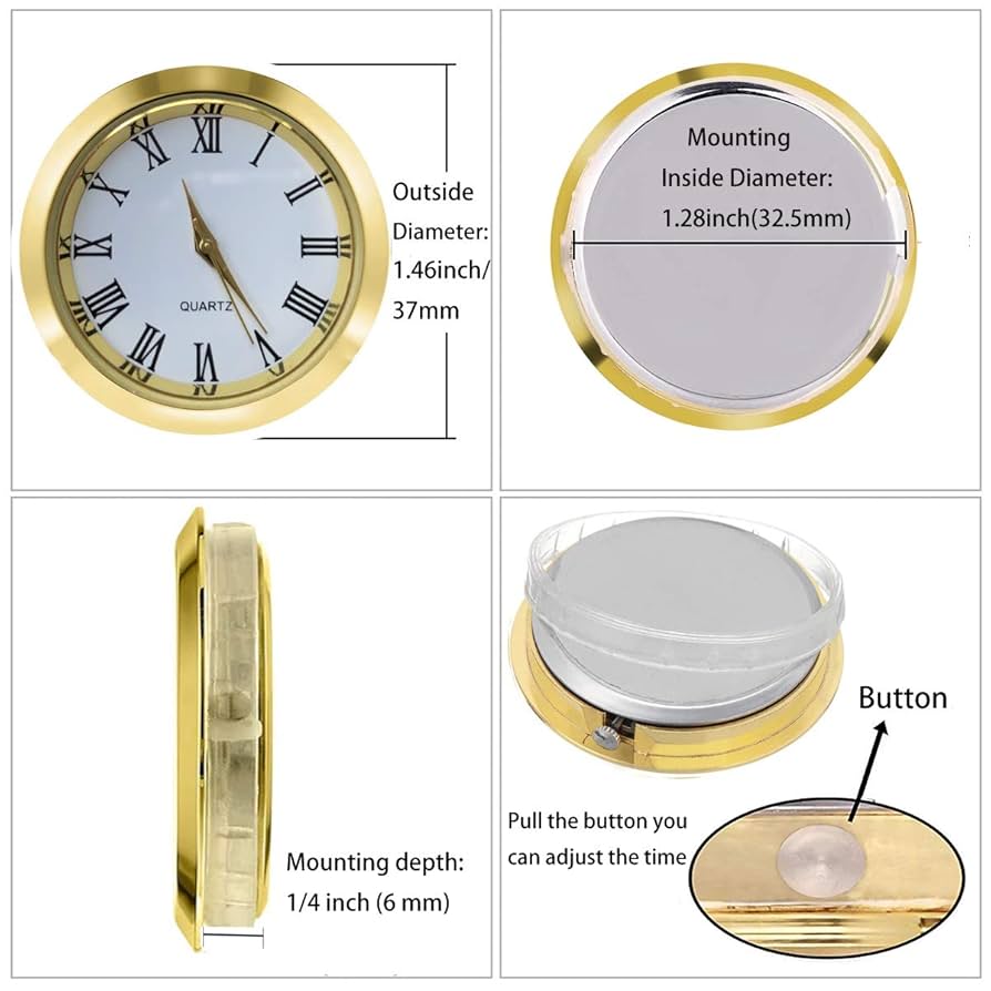 ミニチュア時計 Amazon.co.jp: ミニクロックインサート 1-1/2インチ(37mm