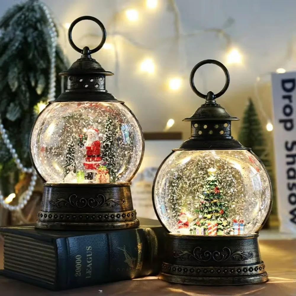 SYJYM - Luces para árbol de Navidad, adornos de lámpara de viento, caja de música, decoración de Navidad, caja de música, bola de cristal para ancianos
