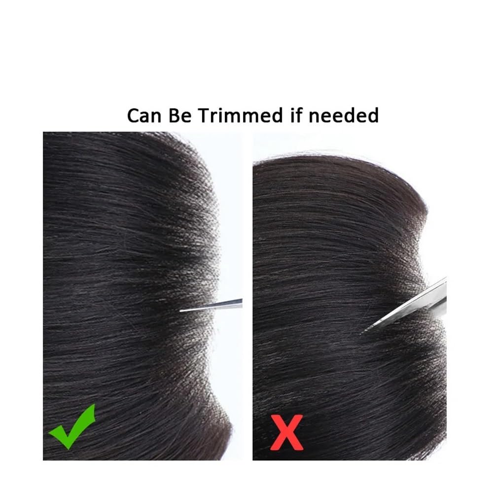Peluca de cabello humano for hombre, 15 cm, forma de V, 0,05-0,14 mm, base de PU fina. Suave y Transpirable(Toupee With Tape,5x17cm)