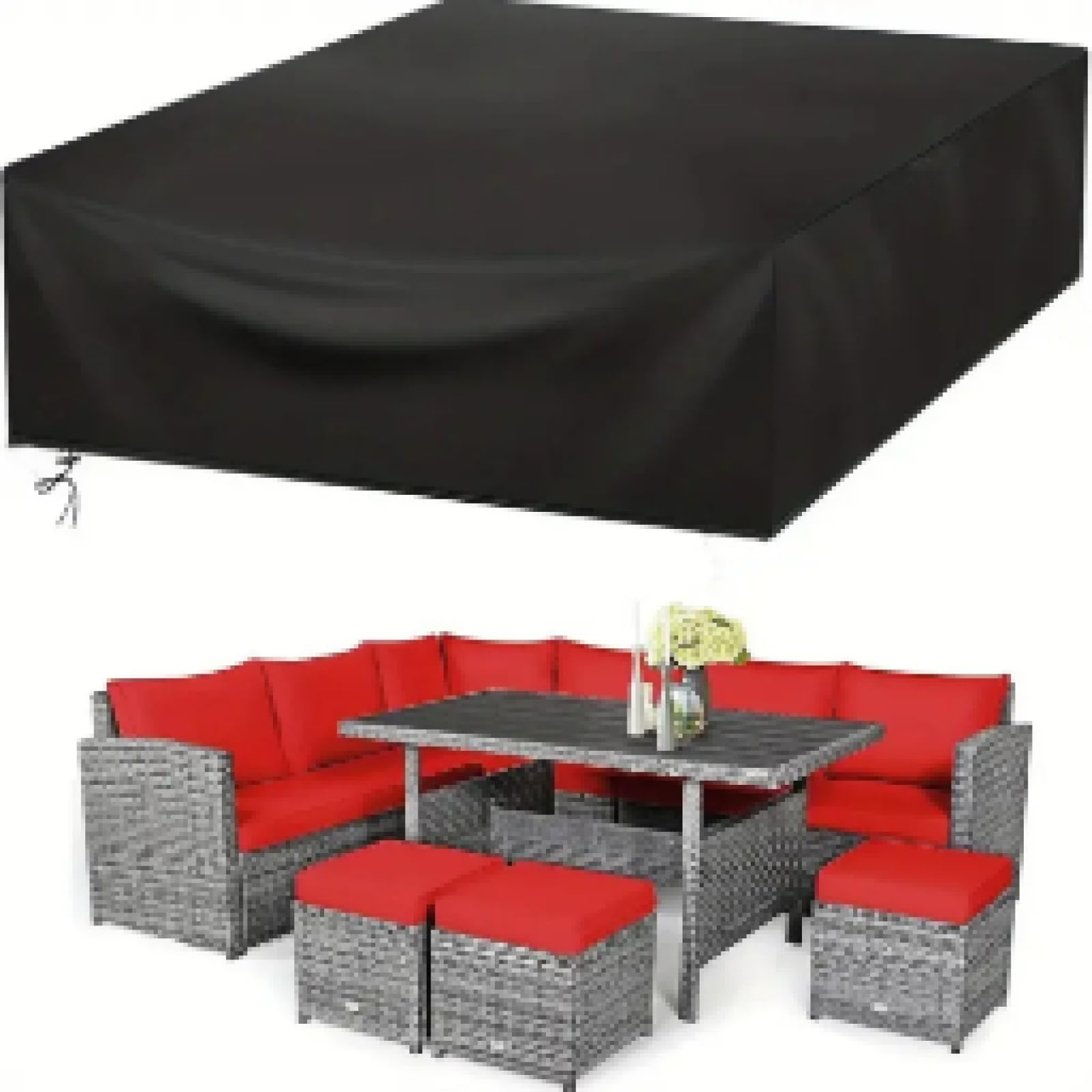 Cubierta para muebles de jardín, 220 x 80 x 70 cm (largo x ancho x alto), protección contra la lluvia y el polvo, 420D Oxford Anti-UV Lona para muebles de terraza, funda protectora
