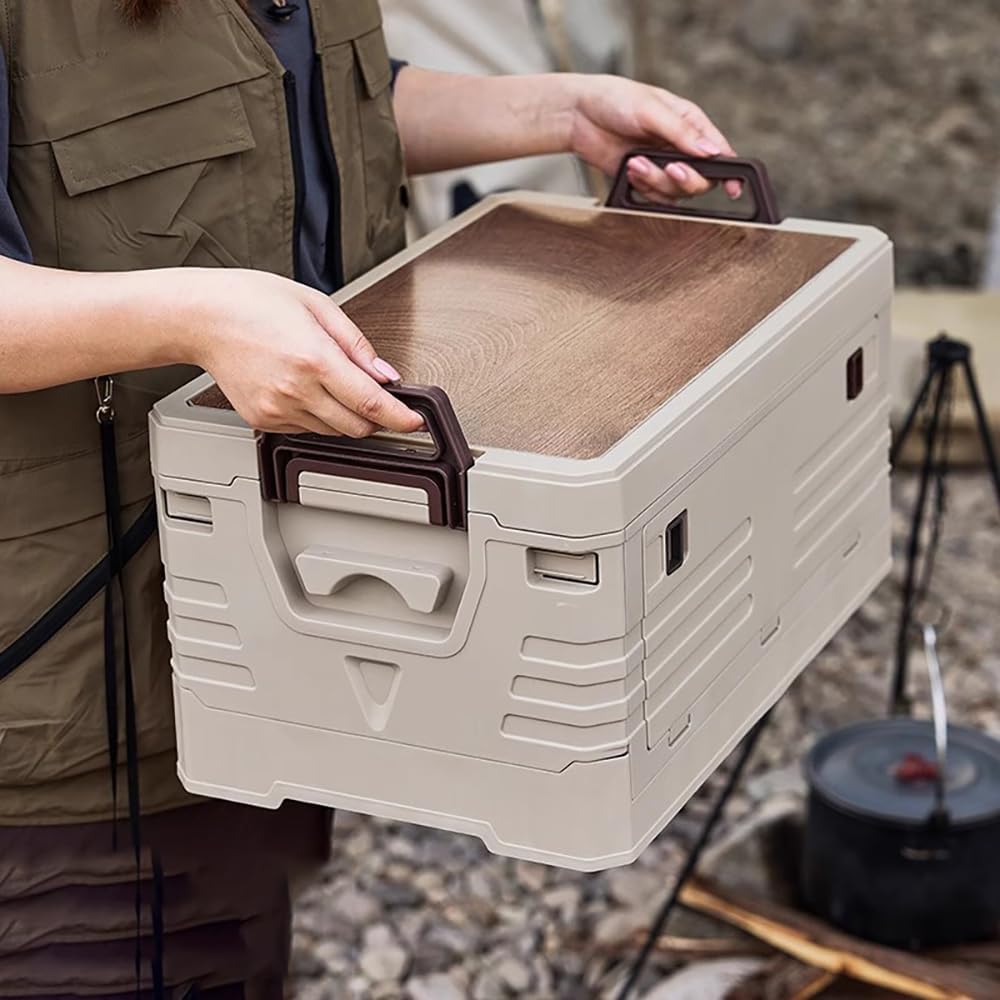 Collapsible Car Trunk Organizer for Cadillac Escalade 2010-2025 SUV 8-Seater, Large Capacity with Reinforced Sides Camping Car Organizer,White-Small