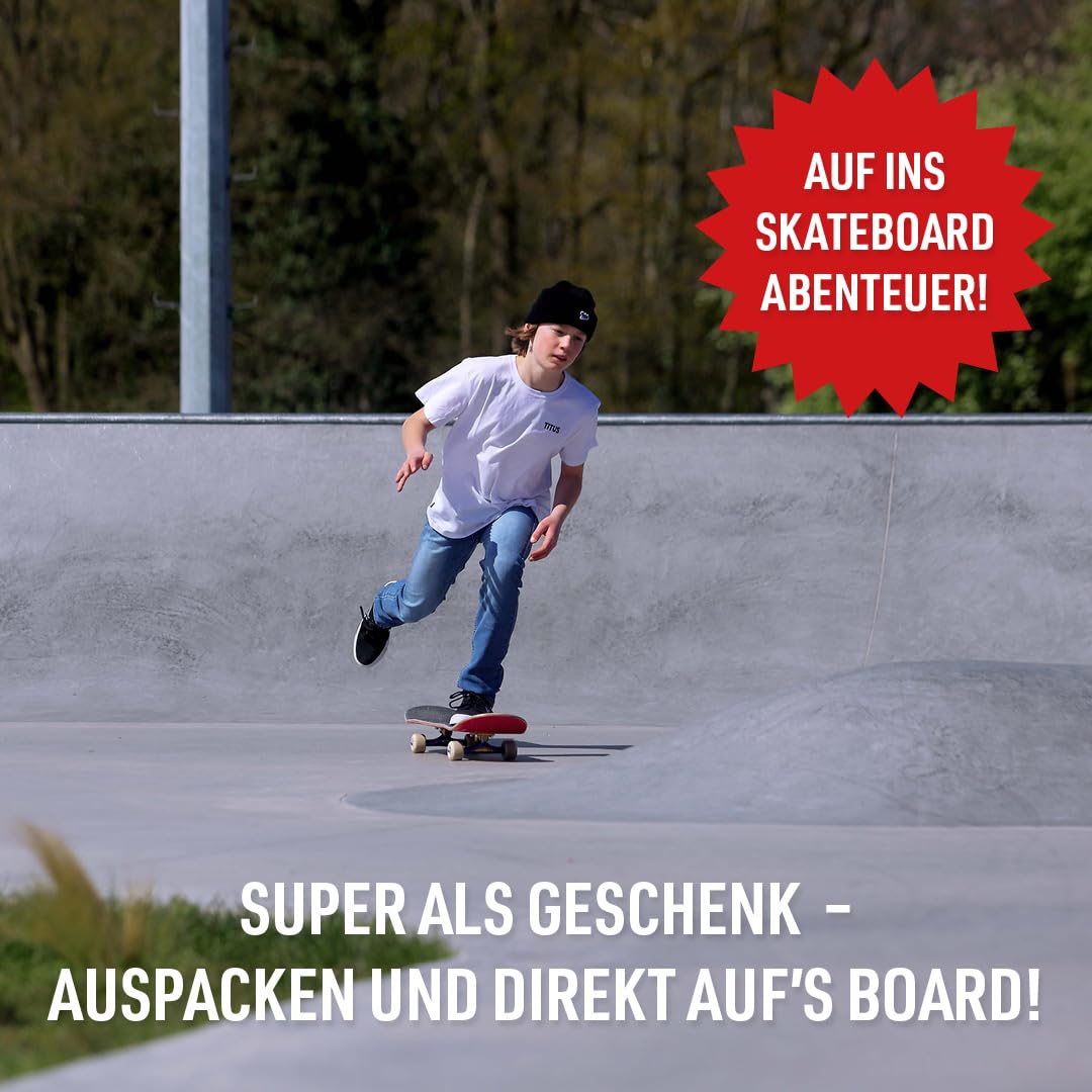 TITUS Skateboard complet Stained Triple - Noir stained 8.25 - Planche complète en bois d'érable 7 couches - Pour adolescents et adultes