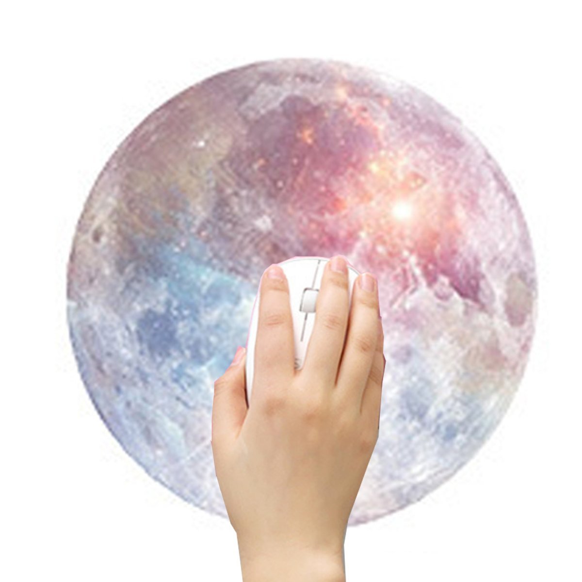 Tondo Tappetino per Mouse Luna,DINOWIN Tappetino Mouse Impermeabile Gaming Mouse Pad (220x220x3mm),ragazze tappetini per mouse, fata regali,Tappetino