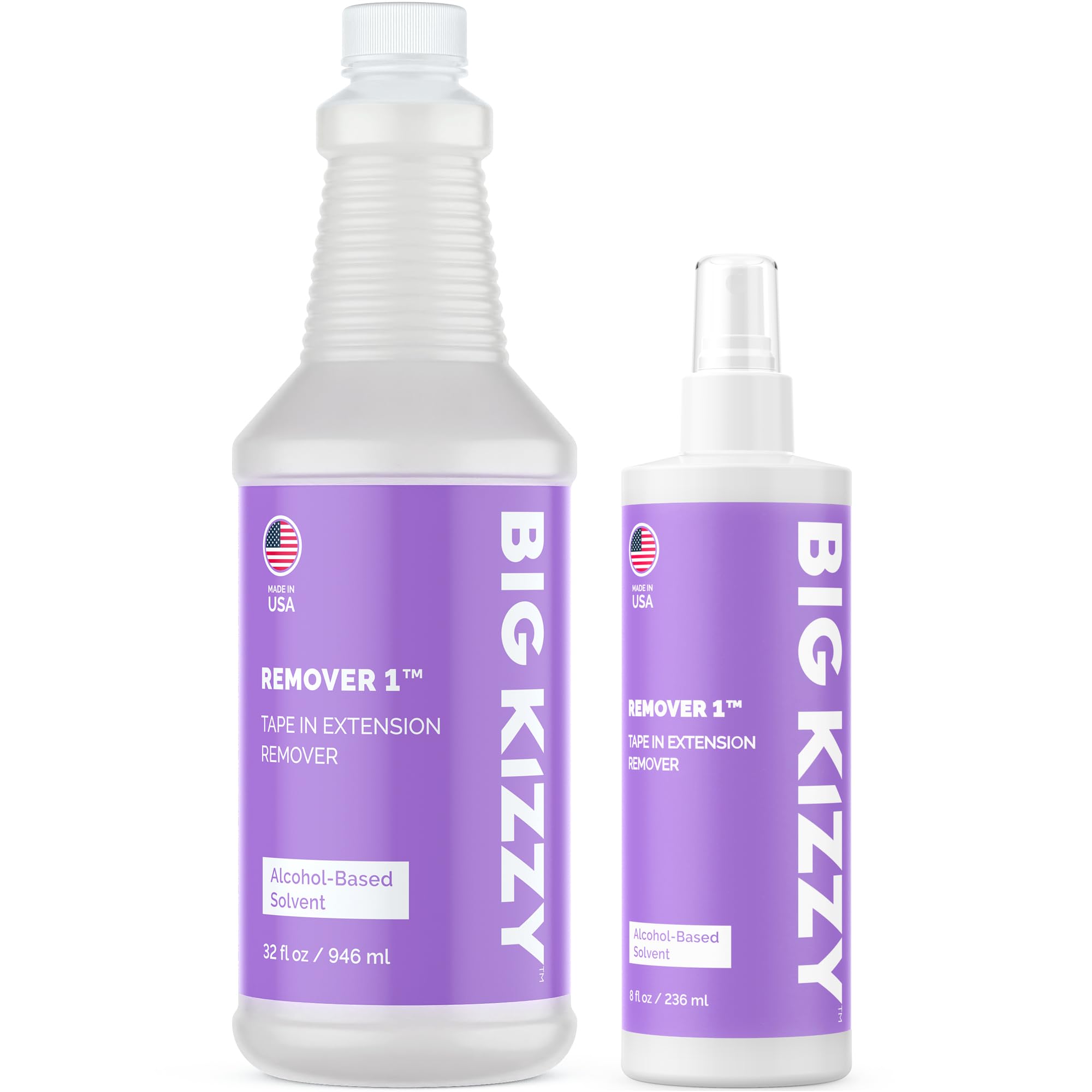 Big Kizzy Remover 1, Release & Reuse, 32Oz Salon Size + Free 8Oz, Tape In Hair Extension Remover, Tested Proven Fastest Easiest Adhesive Professional Quality