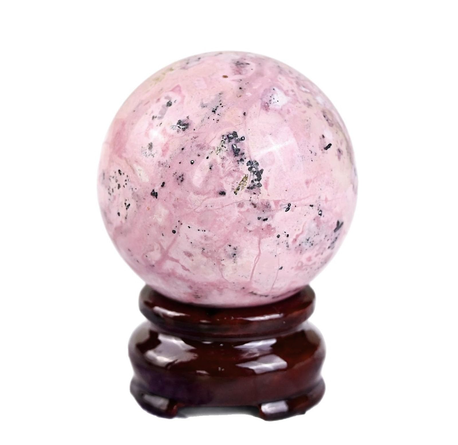 RVBLRDSE Rhodonite Crystal Ball,Beautiful Rose Stone for Display Gift, Sphere for, and,Home Decorative Collection,65~70mm Gemstone Stone
