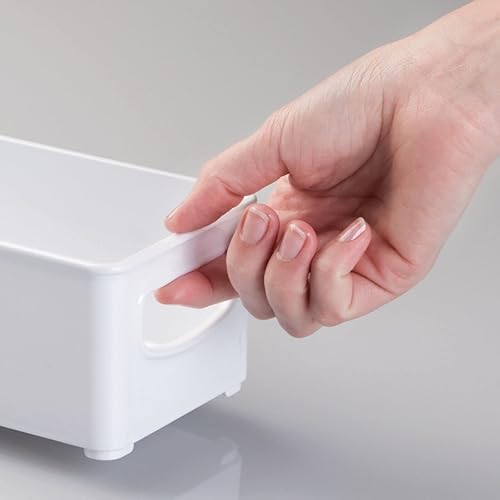 Miniatura 5 de mDesign Contenedores pequeños de plástico para oficina con asas para organización en archivador estante de armario o cajones de escritorio