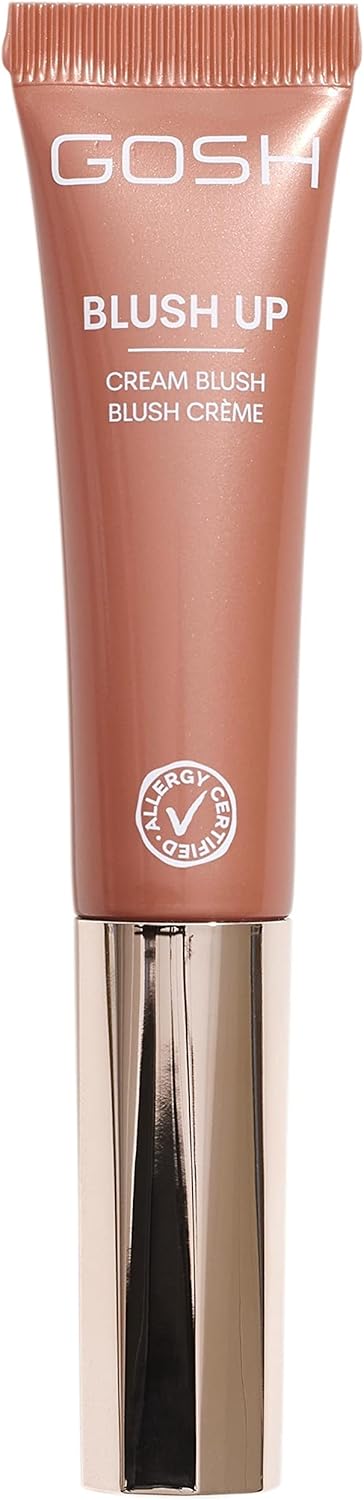 GOSH Cream Blush BLUSH-UP, Blush Stick for Defined Facial Features & Gentle Transitions, Liquid Blush with Built-in Sponge for Travel, Fragrance-Free, Allergy-Certified & Vegan, 001 Peach