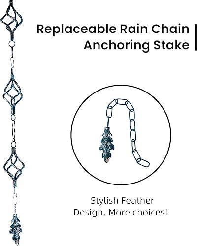 Miniatura 5 de Aseneat Juego de jaulas para pájaros de 8.5 pies, cadenas de hierro forjado que no se oxidan para exteriores con adaptador, para drenaje y estaca de