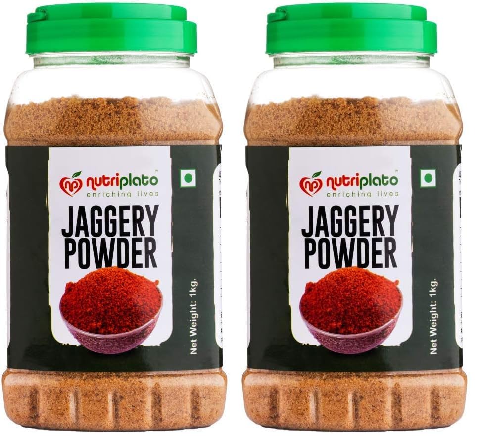 Image of Nutriplato-enriching lives Jaggery | Gur Powder Jar, 1 Kg (Pack of 2)