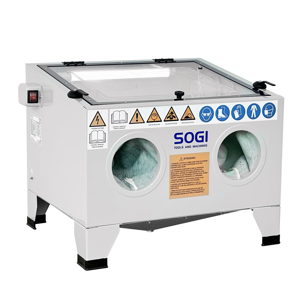 SOGI S-56 Sabbiatrice da banco con abrasivo corindone GRA-36 o GRA-80 oppure microsfere di vetro (S-56 + Microsfere di vetro GRA200-300)