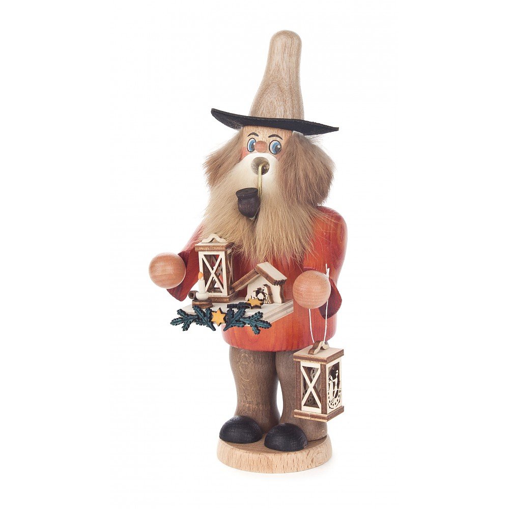 Bonhomme fumant encens homme original Dregeno Seiffen, le cadeau artisanal en bois idéal