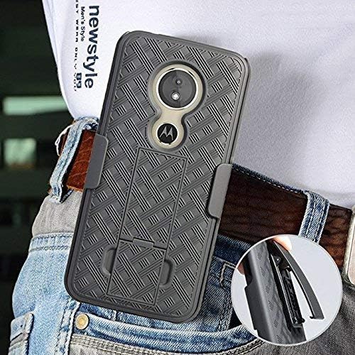 Miniatura 3 de Funda compatible con Motorola Moto G7, Motorola Moto G7 Plus con clip para cinturón, cubierta de funda con soporte cruzado negro nuevo diseño a