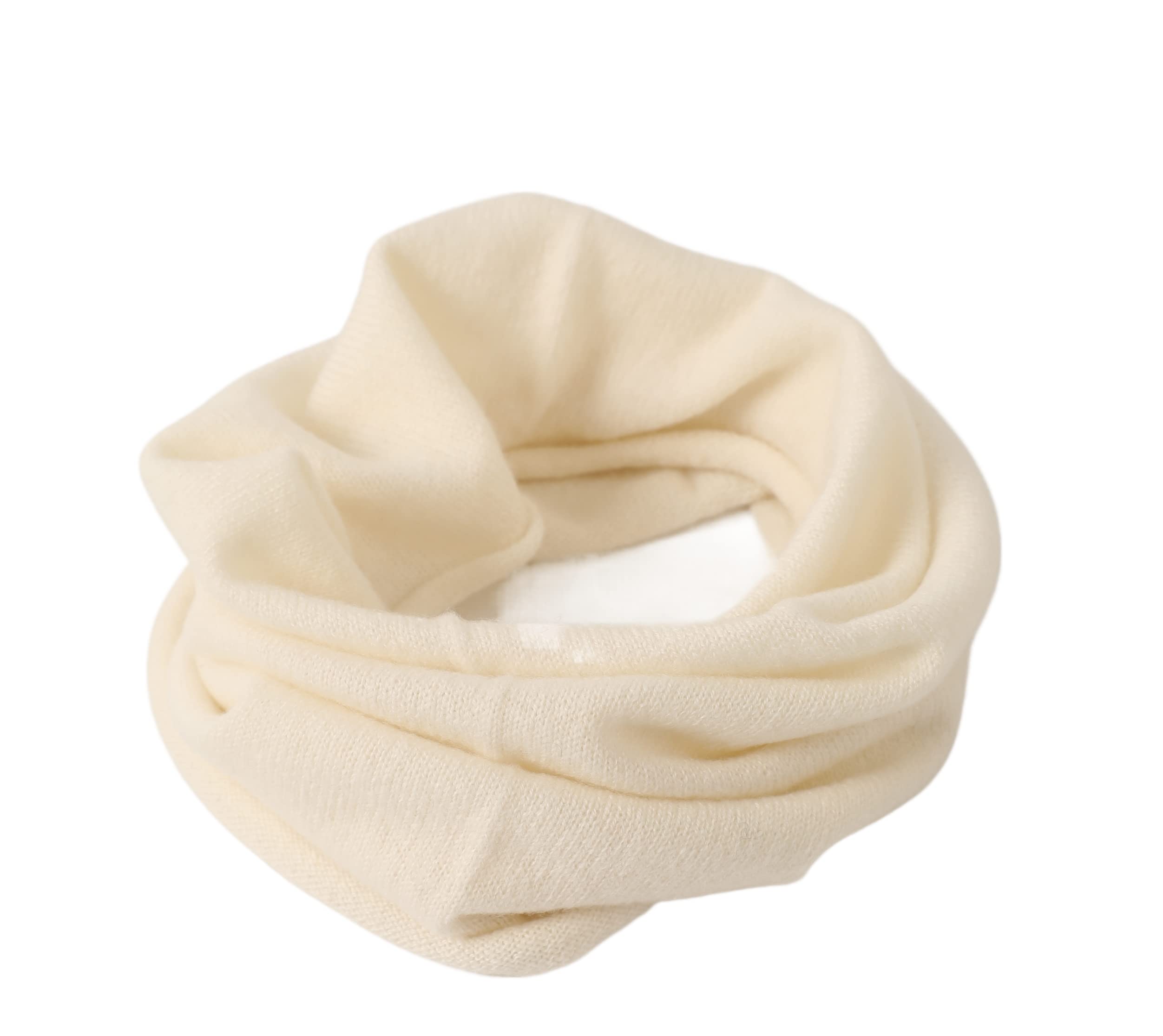 Prettystern unisex loop scarf 100% cashmere plain Woman neckerchief Man tube scarf white