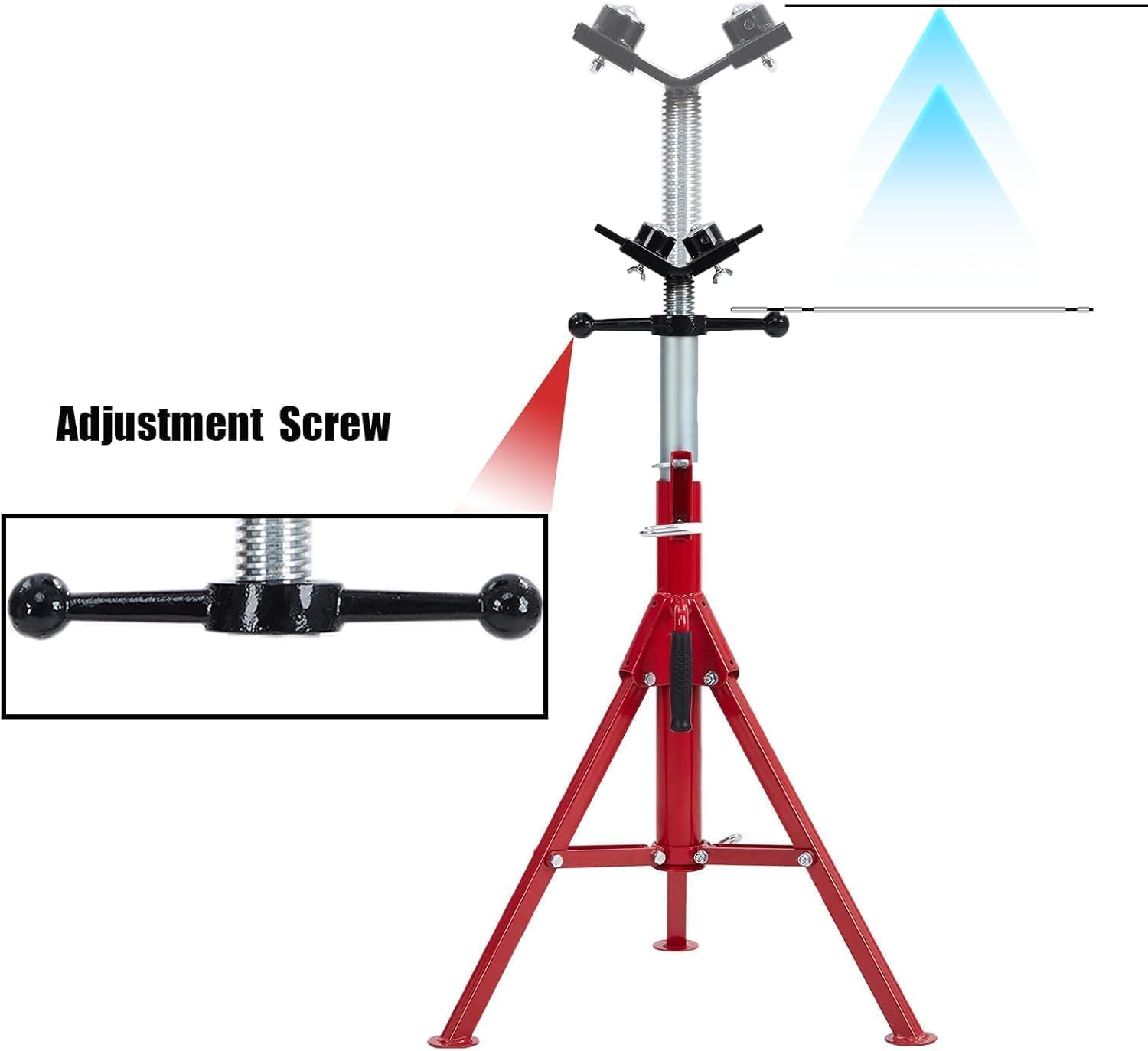 2-Pack V-Head Pipe Stands with 2 Ball Transfers, 2500 lbs Capacity Each Heavy Duty Adjustable Pipe Jack Stands, 28"-52" Folding Pipe Stands for Welding, Automotive, Workshop