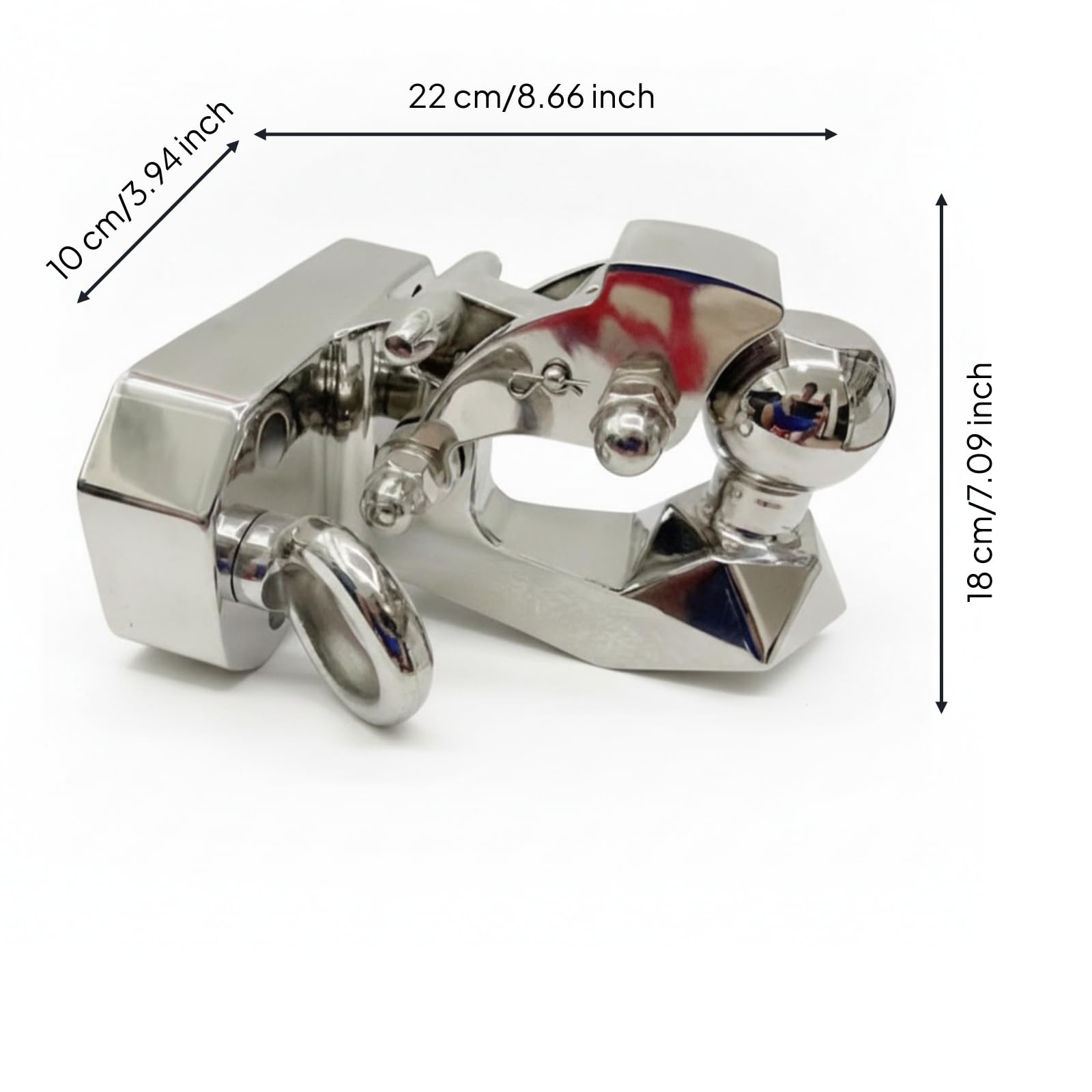 Ronyme Anhängerkupplung Fahrzeug Zugöse Kupplung Kugelkopf Anhängerhalter Edelstahl 304 Stabil mit Gelenkstütze Befestiger, Kugelkopf Diamant-Stil 304 Edelstahl