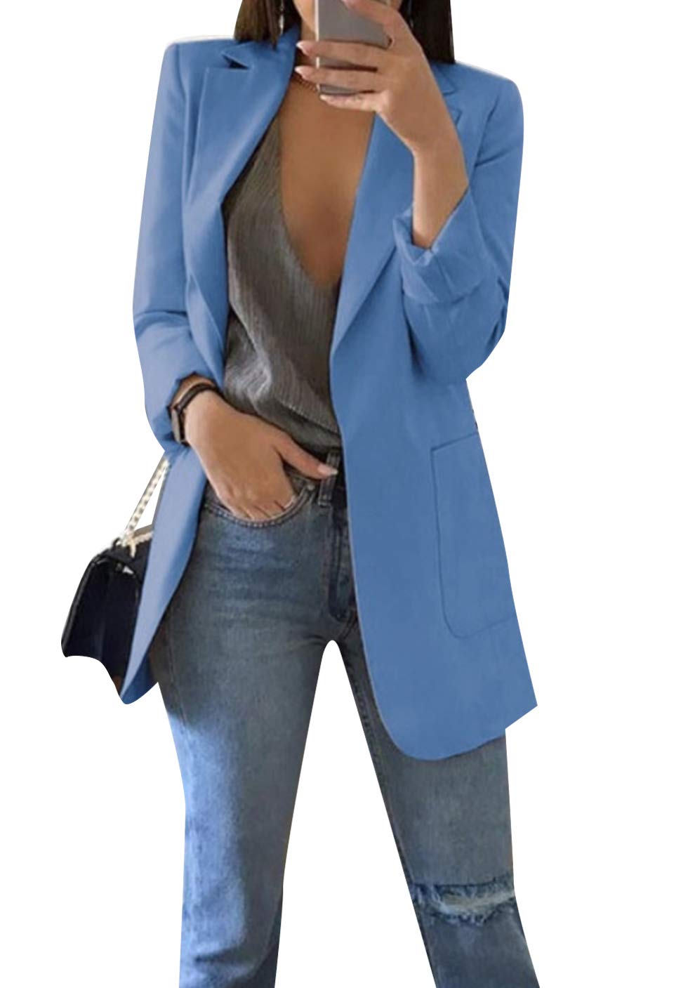 Women Casual Loose Fit Long Sleeve Blazer Cardigan Fashion Plus Size Work Blazer