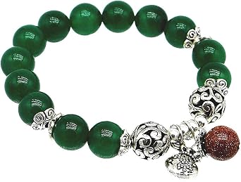 Feng Shui Handmade Women Green Agate Bracelet with Money Bag amulet gift