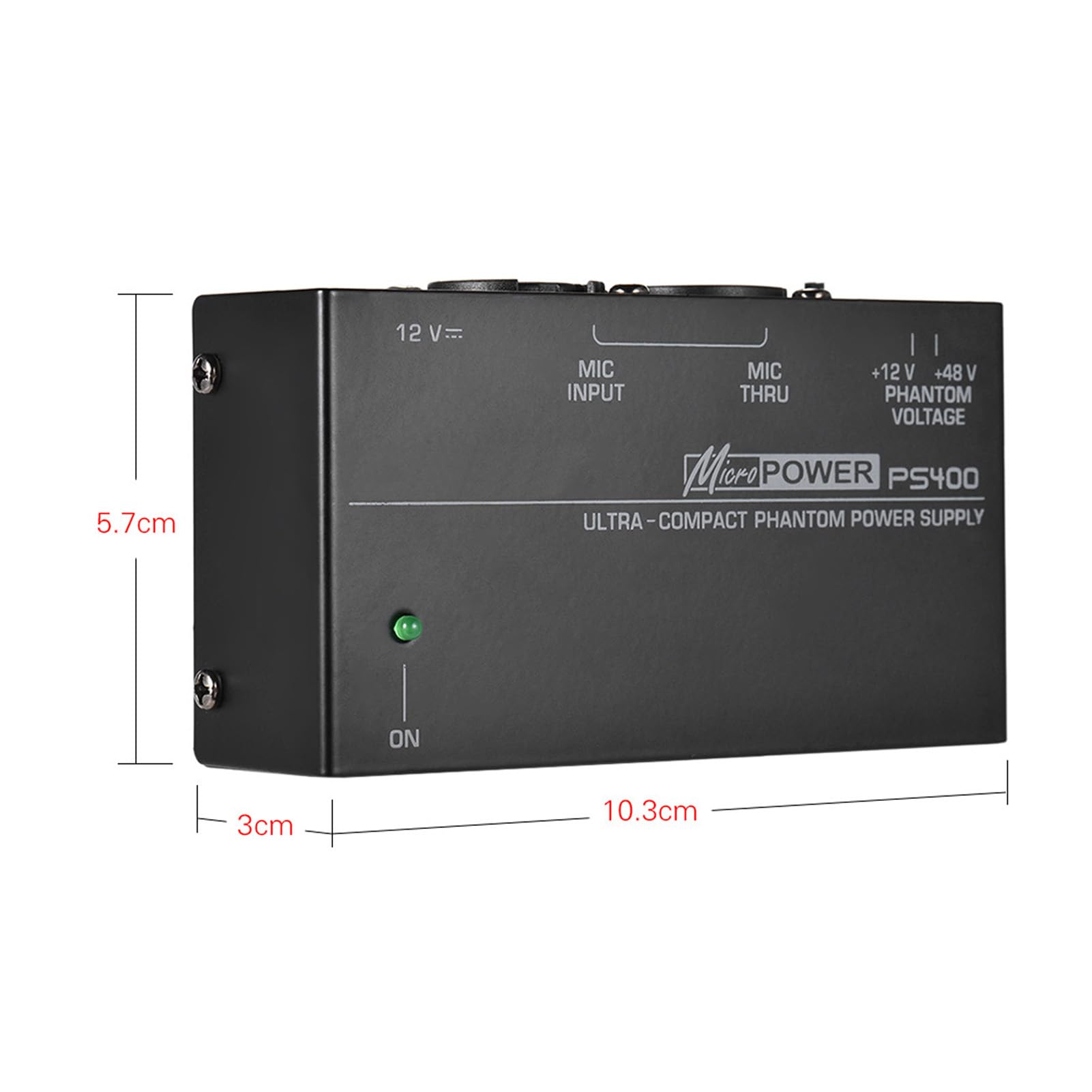 48V 12V Phantomspeisung, Metallmikrofon Geräuscharmes Soundgerät Shell Mic Power Phantom Box Mikrofon Stromquelle für Kondensatormikrofon Musikaufnahmegeräte
