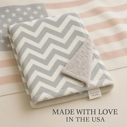 Miniatura 6 de Manta infantil Chevron - Manta de lujo para bebé, esponjosa y cálida - Manta galardonada y acogedora para invierno para bebés (gris, cuna, 30 x 30
