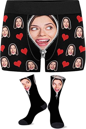 Custom Face Boxers for Mens Boyfriend Husband, Personalized Boxers with Photo, Valentines Day Gifts