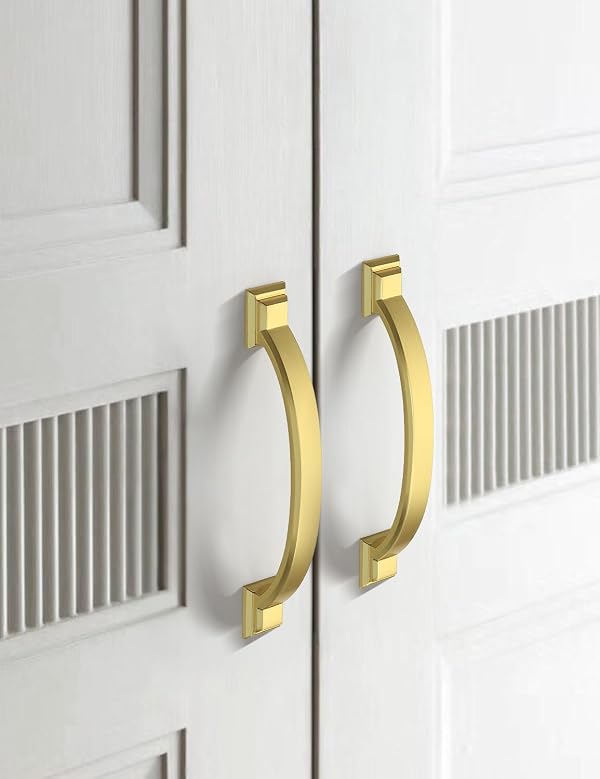 Mengico 10 Pack 4 Inch (102mm) Gold Arch Cabinet Pulls - Zinc Alloy Drawer Handles for Kitchen & Bathroom, Vintage Style Cabinet Hardware by Mengico - Used condition - Image 4