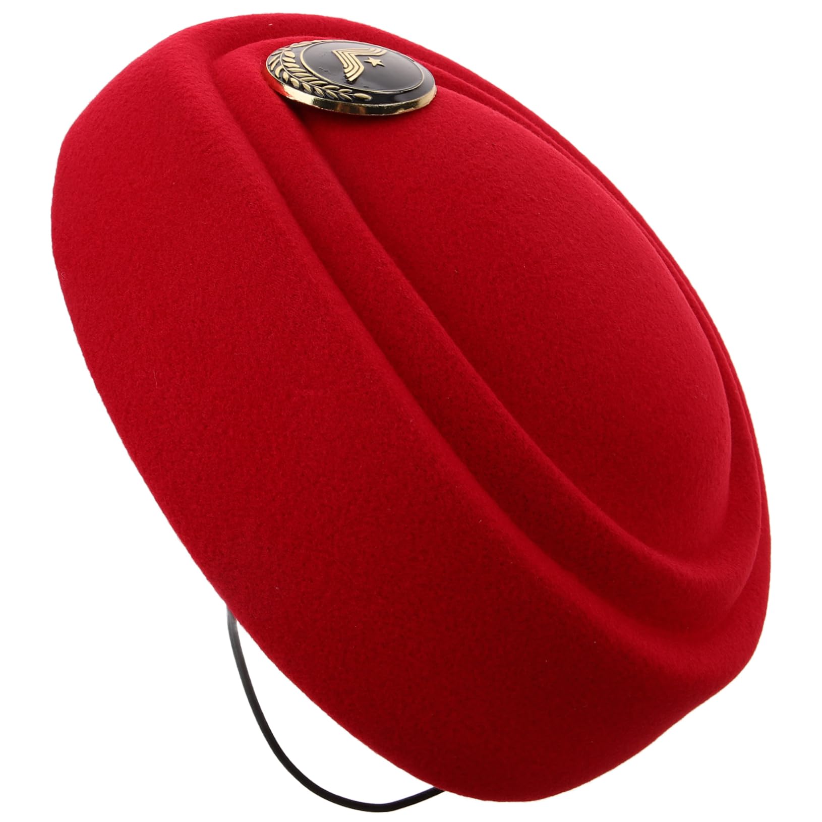 VALICLUD Sombrero de azafata Gorras Sombrero de Cosplay de Fiesta de Asistente de Vuelo Gorro de azafata Sombreros de azafata para Mujer Sombrero de Boina sintió Rojo